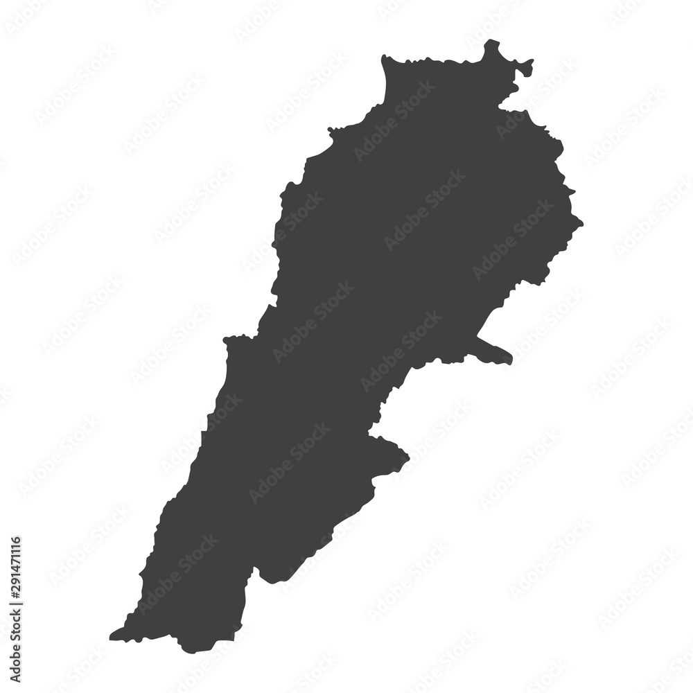 Lebanon map in black color on a white background
