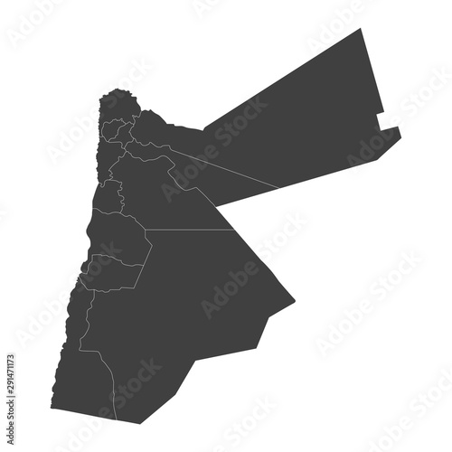 Jordan map with selected regions in black color on a white background