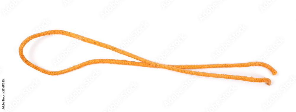 Orange rope isolated on white background, top view