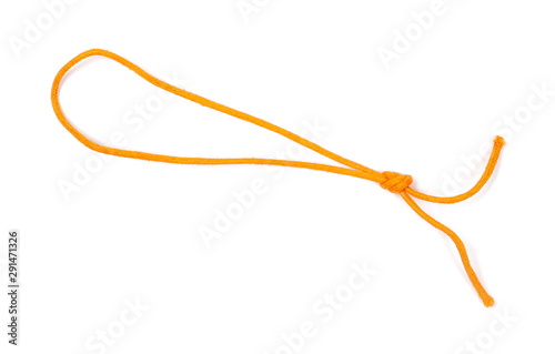 Orange rope isolated on white background, top view