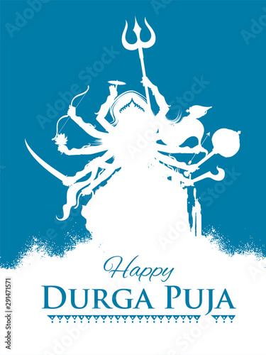 illustration of Goddess Durga in Happy Durga Puja Subh Navratri Indian religious header banner background