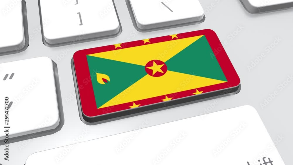 Grenada flag on computer keyboard. Grenada flag on computer keyboard.