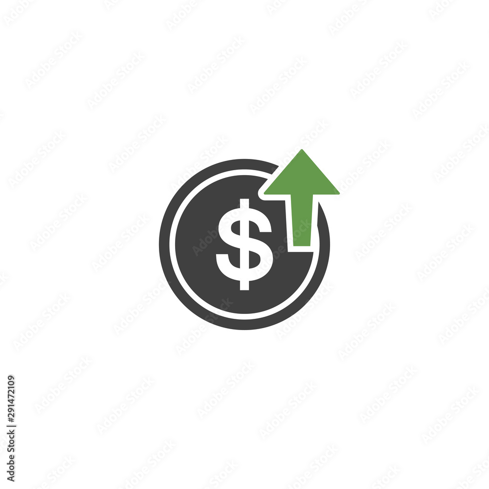 Dollar cost increase icon on a white background. Vector illustration Dollar cost increase icon on a white background. Vector illustration