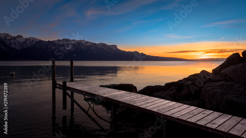 Coucher de soleil sur le Léman depuis Vevey