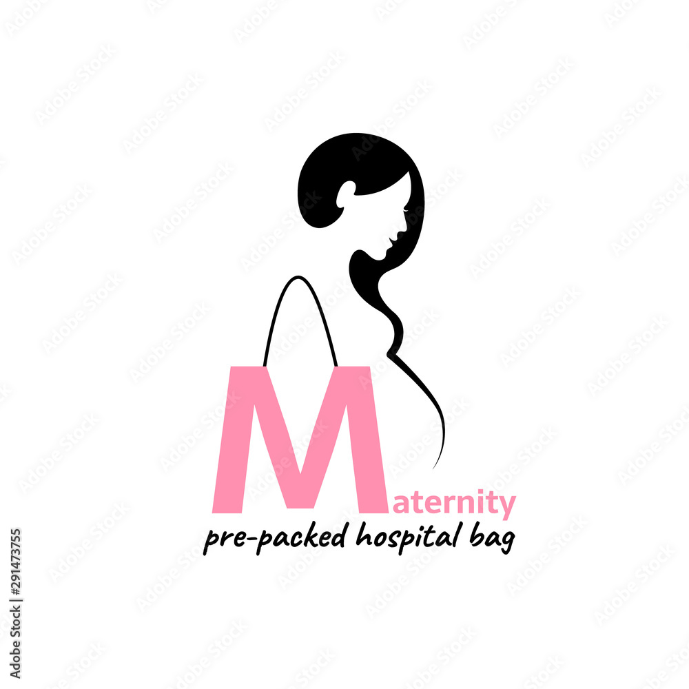 Pregnancy logo. Pregnant woman silhouette. 