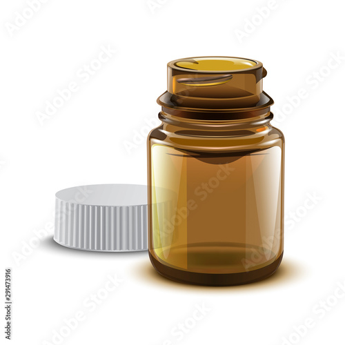 Empty glass jar on white background