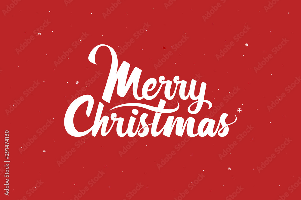 Merry Christmas. Handwritten Lettering. Vector illustration flat