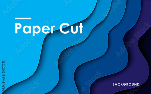 Modern abstract blue paper cut background