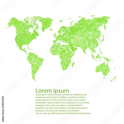Abstract polygon world map, earth hour or go green