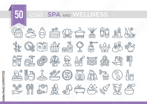 Set Vector Flat Line Icons SPA and Wellness