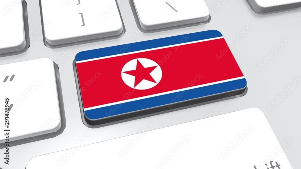 North korea flag on computer keyboard. North korea flag on computer keyboard.