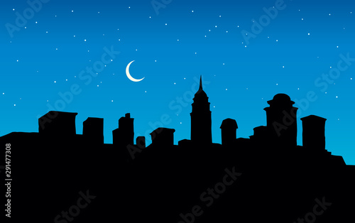 Embankment of the modern city. Vector drawing