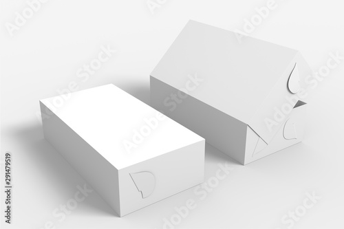 3D illustrator Tasty donut box on white background for your mockup design. For your Branding
