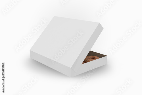 3D illustrator Tasty donut box on white background for your mockup design. For your branding