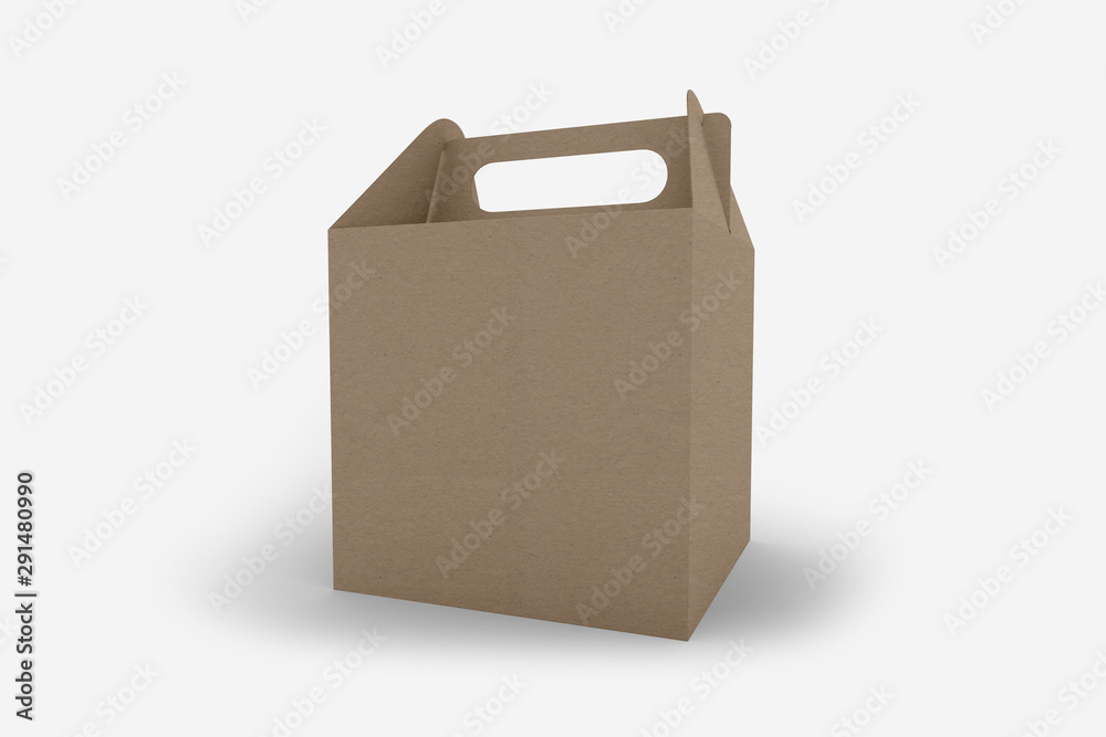 3D illustrator Cardboard Carry Box Packaging For Food, Gift Or Other Products. On White Background Isolated. Ready For Your Design 3D illustrator Cardboard Carry Box Packaging For Food, Gift Or Other Products. On White Background Isolated. Ready For Your Design