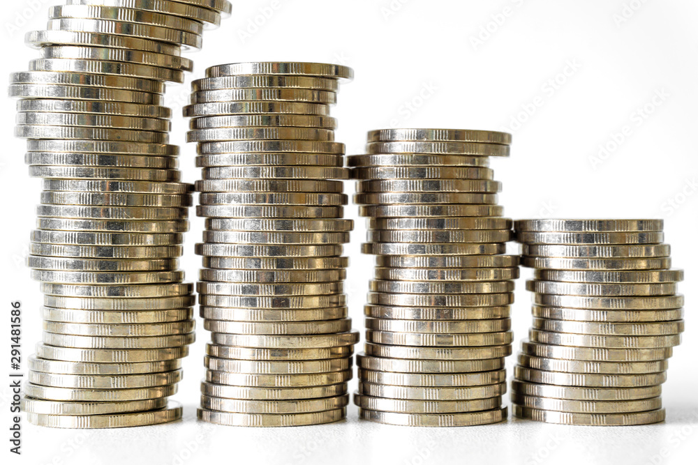 Coins stacked on each other in different positions. Saving money and finance business concept. Business finance and save money for prepare in the future. Time is money concept. Coins stacked on each other in different positions. Saving money and finance business concept. Business finance and save money for prepare in the future. Time is money concept.