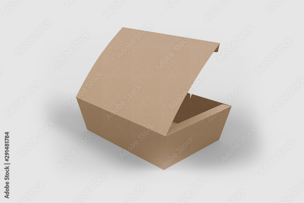 3D illustrator Cardboard Carry Box Packaging For Food, Gift Or Other  Products. On White Background Isolated. Ready For Your Design foto de Stock  | Adobe Stock