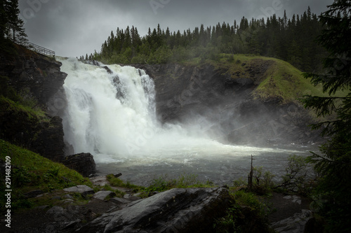 Waterfall Tannforsen in Sweden after rainy days.