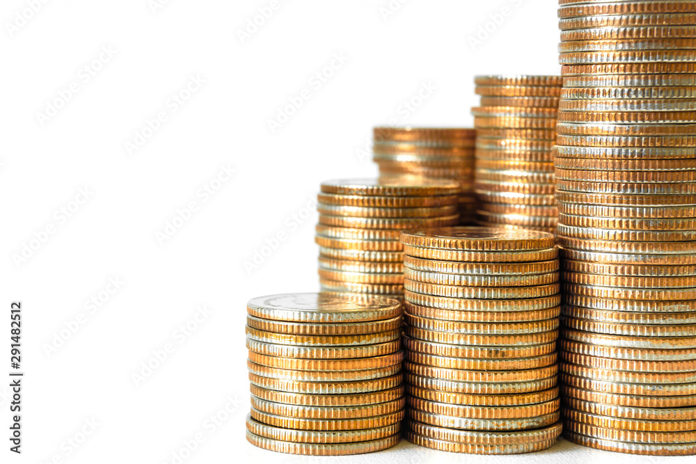 Coins stacked on each other in different positions. Saving money and finance business concept. Business finance and save money for prepare in the future. Time is money concept. Coins stacked on each other in different positions. Saving money and finance business concept. Business finance and save money for prepare in the future. Time is money concept.