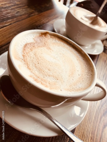 coffee cup on wooden table