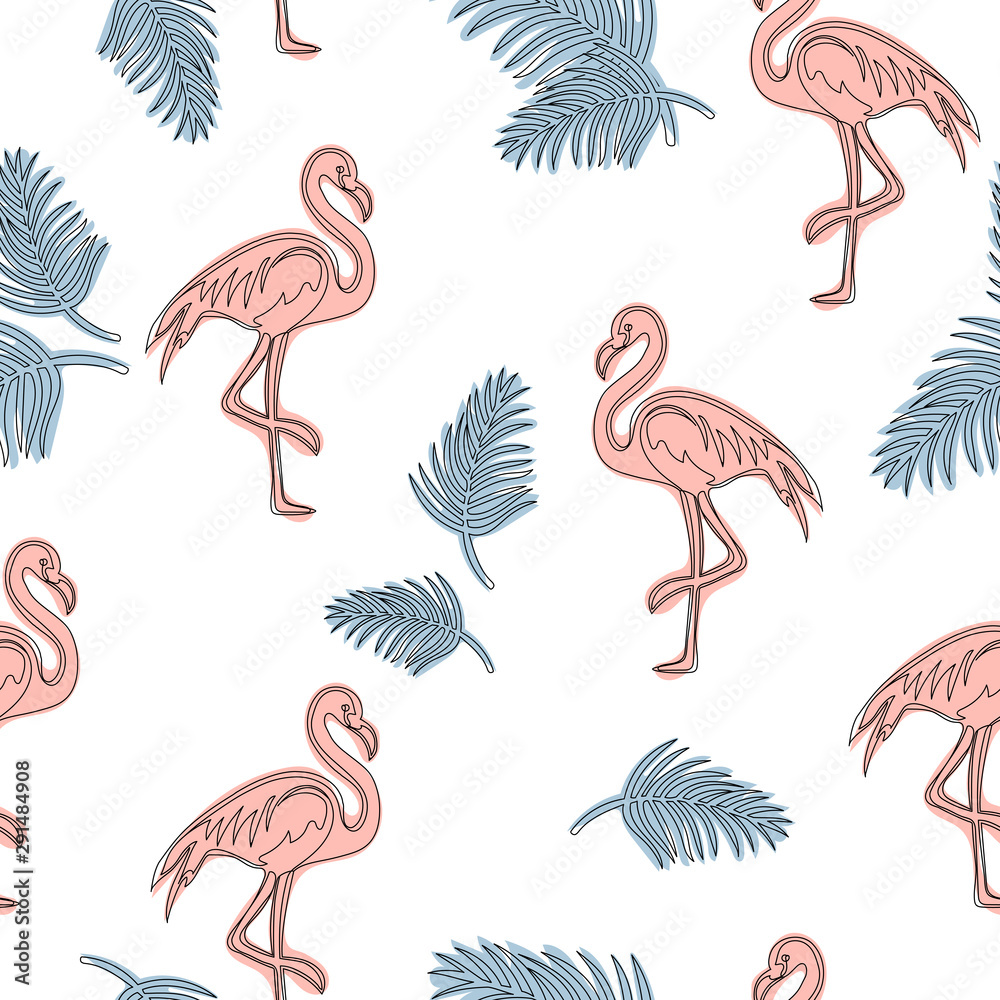 Obraz premium Vintage seamless pattern with flamingo
