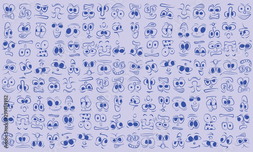 cartoon face expressions vector set