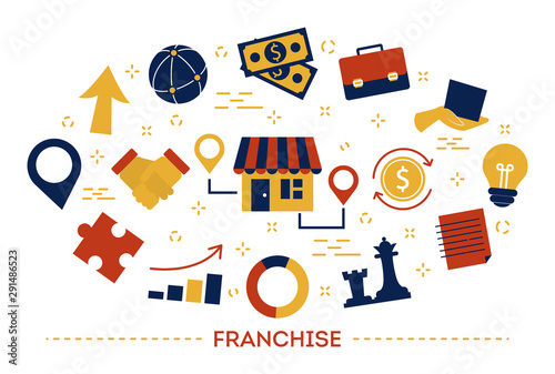 Franchise concept. Idea of business and investment in retail