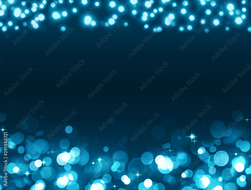 Abstract colorful bokeh frame on blau background.
