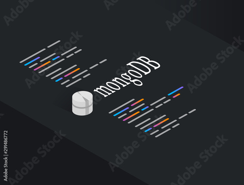 MongoDB Strructure Query Language, the database for modern applications programming language vector illustration