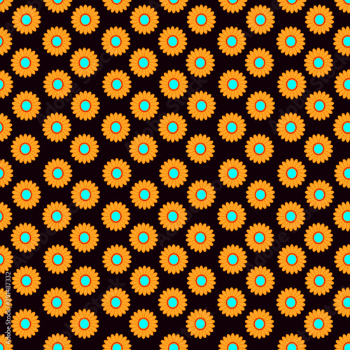 Vector orange flower seamless pattern background