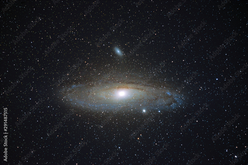M31 The Andromeda Galaxy glowing in the clear starry night sky, Cornwall, UK