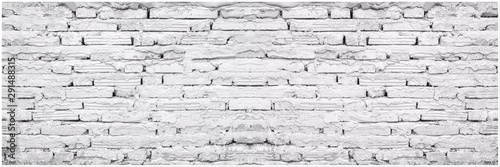 Old vintage retro style white bricks wall for abstract panorama brick background and texture.