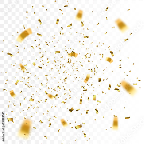 Gold Confetti Isolated On White Background. Celebrate Vector Illustration