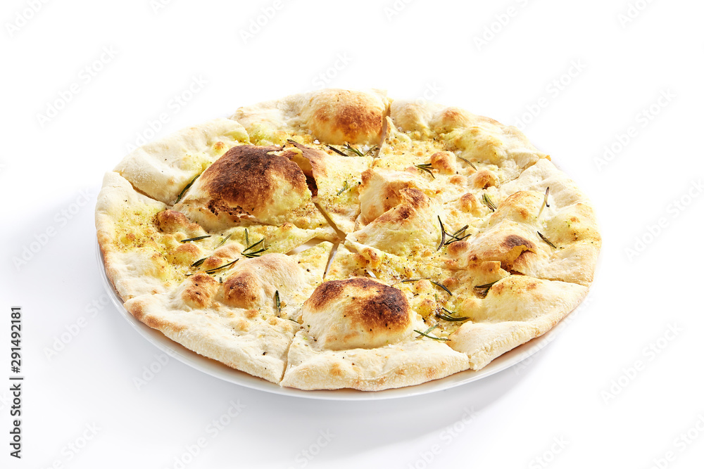 Delicious fried focaccia with rosemary closeup Delicious fried focaccia with rosemary closeup