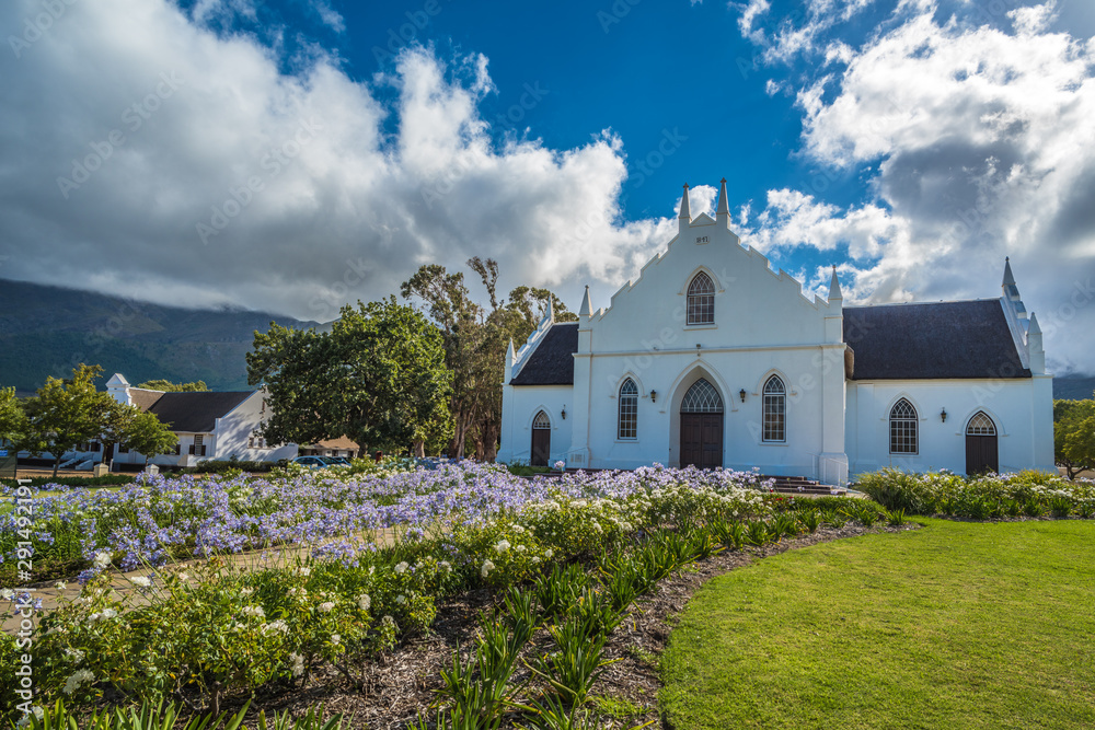 The Dutch Reformed Church in Franschhoek, South Africa. The Dutch Reformed Church in Franschhoek, South Africa.