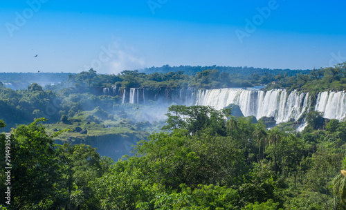 Aerial view of Iguazu Falls from the helicopter ride  one of the Seven Natural Wonders of the World   Brazil