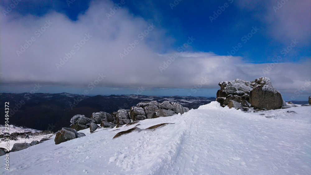 Beautiful day in the snow, on the mountains, blue skies Beautiful day in the snow, on the mountains, blue skies