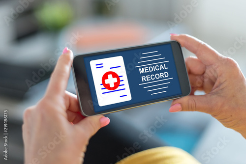 Medical record concept on a smartphone