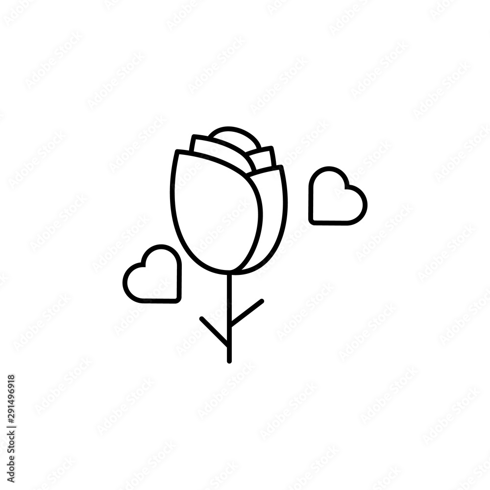 Rose flower heart icon. Element of peace day thin line icon Rose flower heart icon. Element of peace day thin line icon