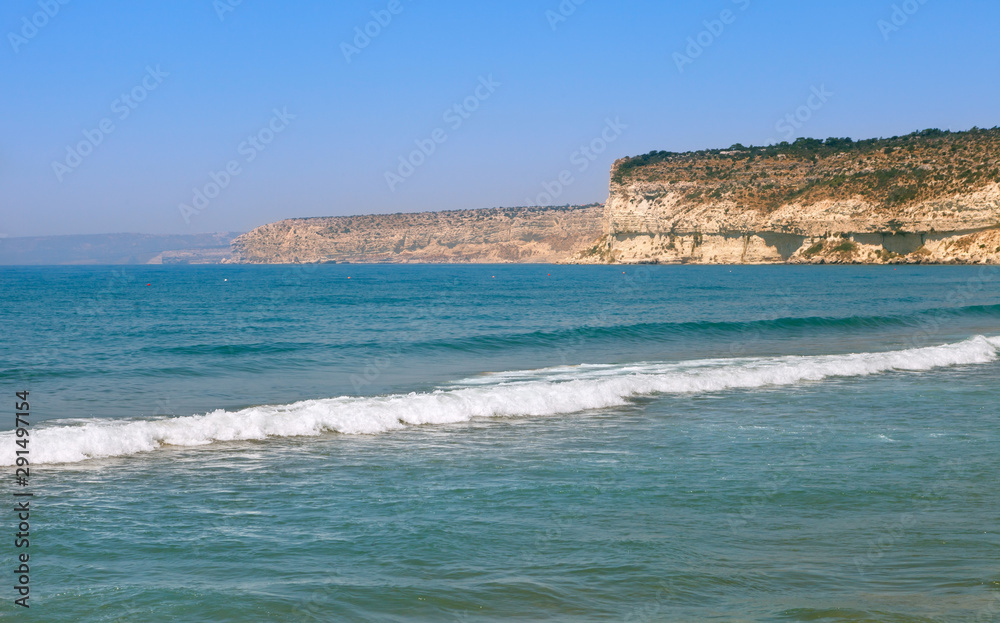 Beautiful Kourion beach on a clear Sunny day. Limassol, Cyprus. Beautiful Kourion beach on a clear Sunny day. Limassol, Cyprus.