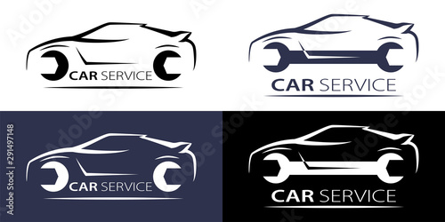 Car service logo linear for concept design. Isolated vector. Logotype, logo. Vector illustration