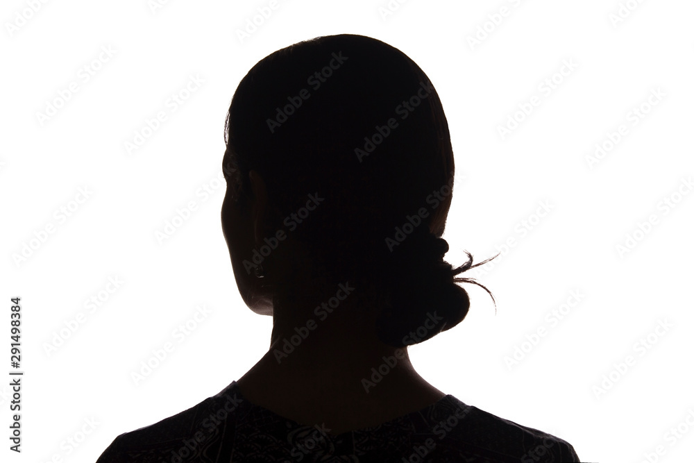 Silhouette of a young girl from the back - isolated, noname