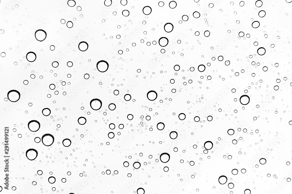 Rain drops on window glasses surface Natural Pattern of raindrops. Natural pattern of raindrops on white background for your design.