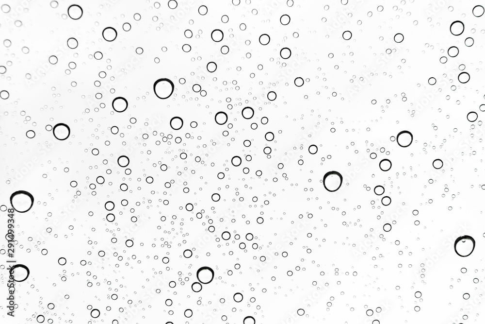 Rain drops on window glasses surface Natural Pattern of raindrops. Natural pattern of raindrops on white background for your design.