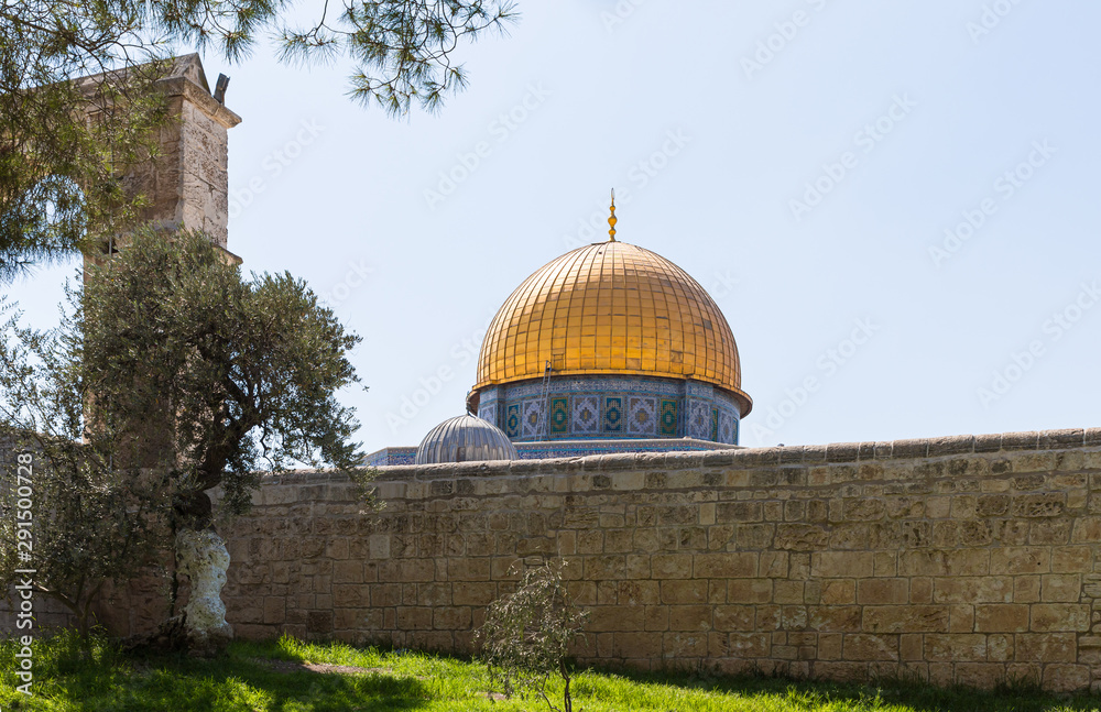 The Dome of the Rock building on the territory of the interior of the Temple Mount in the Old City in Jerusalem, Israel