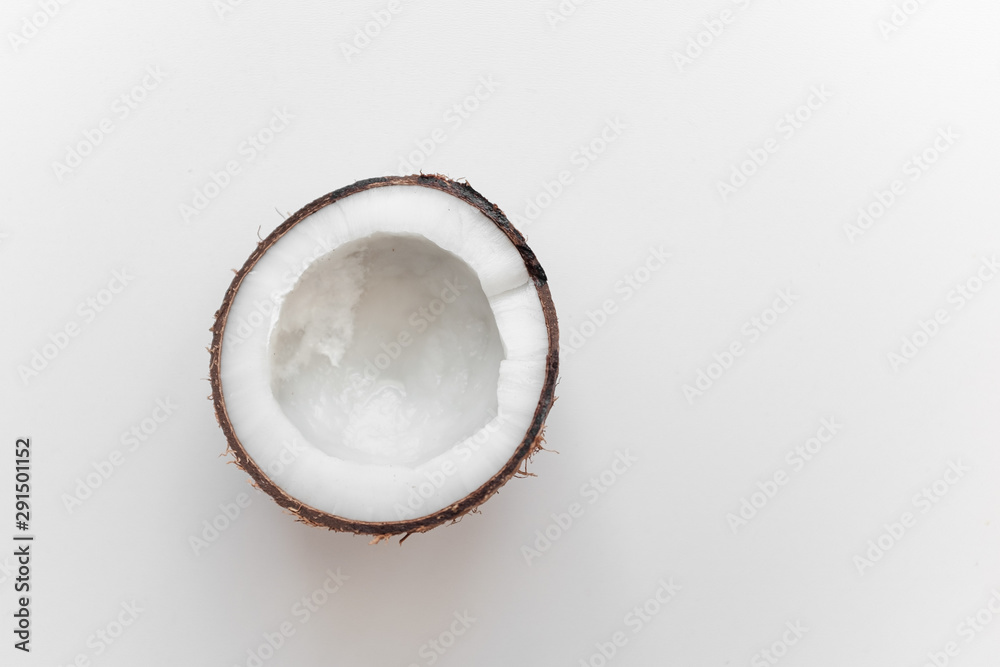 half coconut on a white background isolated half coconut on a white background isolated