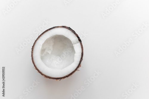 half coconut on a white background isolated