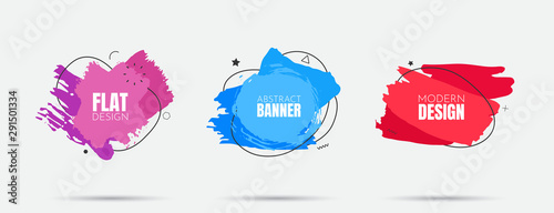 Vector modern abstract banners. Flat geometric dynamic color. Modern Art graphics. Element for design business cards, invitations, flyers and brochures. Grunge brush stroke. Paint splash. Web design