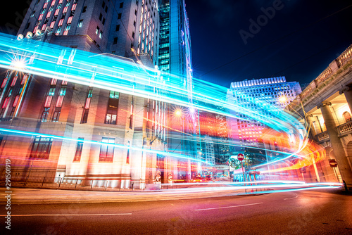 Fototapeta Naklejka Na Ścianę i Meble -  Motion speed effect in modern city street