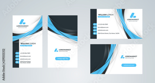 Business card template. Portrait and landscape layout. Front and back side. Vector illustration